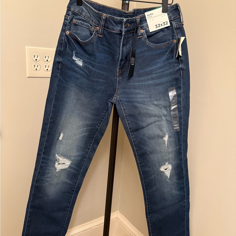 Aeropostale Men's Skinny Jeans - Dark Blue